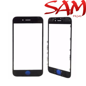 VIDRO IPHONE 6G PLUS PRETO COM ARO E COM COLA
