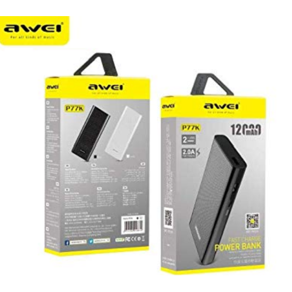 POWER BANK 12000MAH P77K AWEI